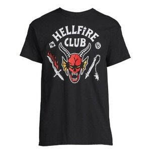 Stranger Things Hellfire Club T-Shirt, Mad Engine, 100% Cotton, Black, Size 2XL